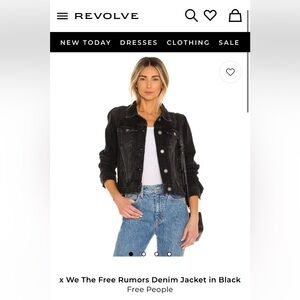 WE THE FREE X REVOLVE FREE PEOPLE RUMORS DENIM JACKET COAT BLACK SZ SMALL